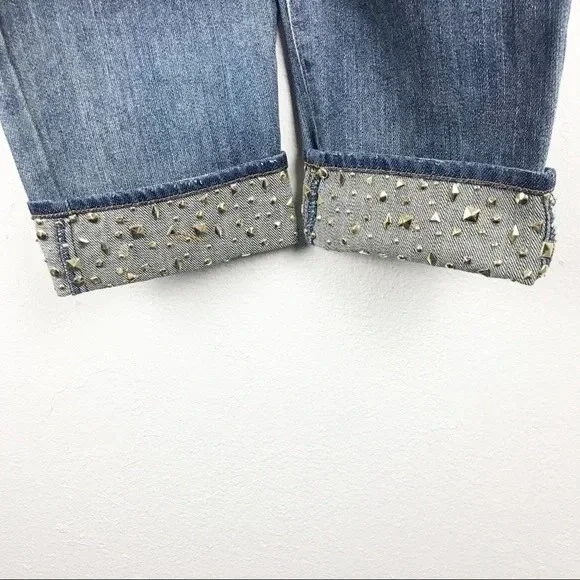 Michael Kors Sexy Boyfriend Jeans 6 Studded Cuff Crop - Picture 5 of 10